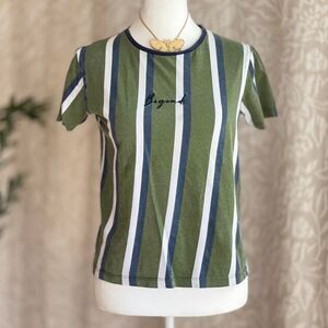 Cactus Boys Green Striped Beyond T-Shirt Grunge Boys‎ Size 9/10 Fits Women S/XS